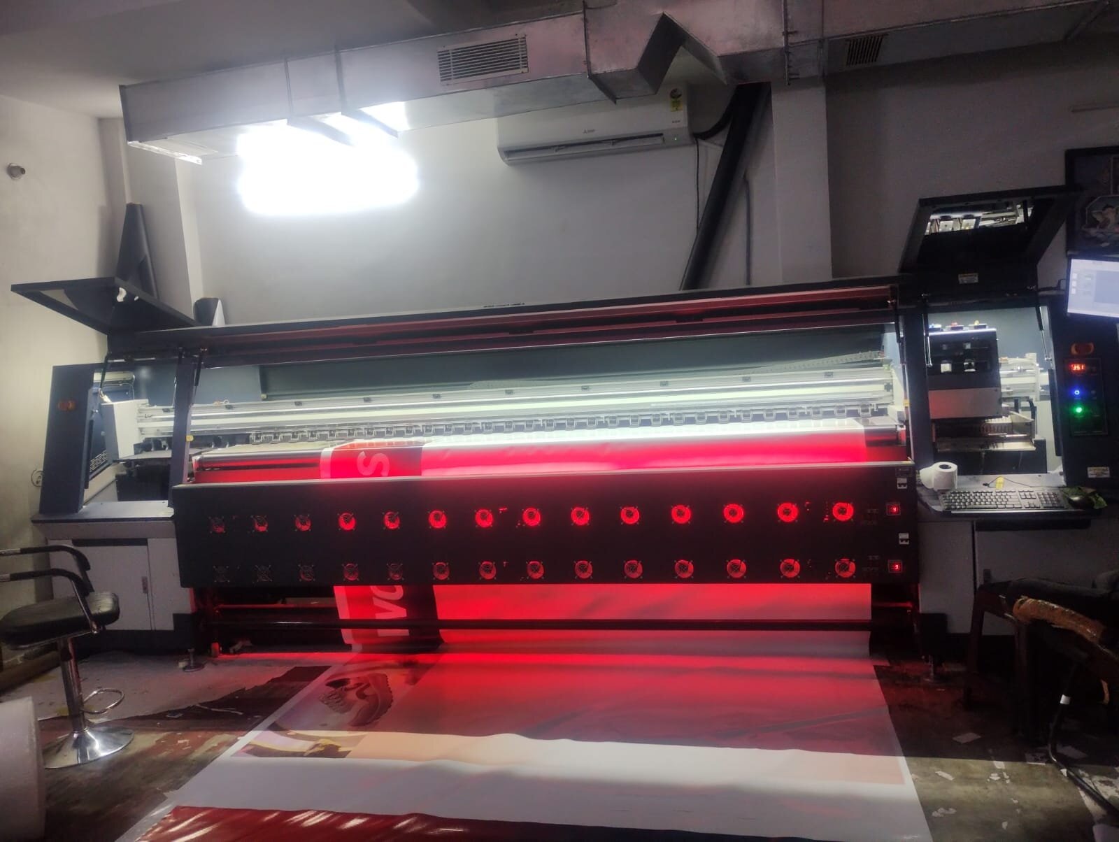 Flex printing rolls and finished output at Rudra's in-house printing unit