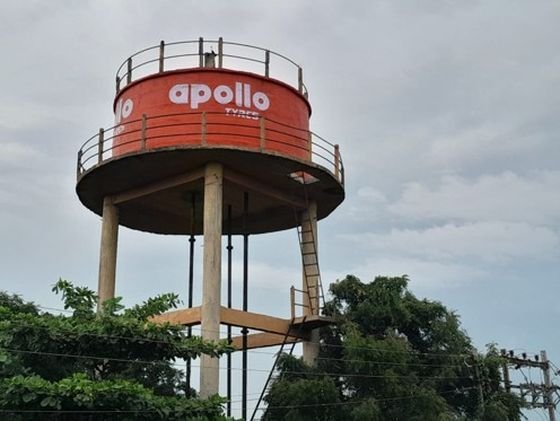Apollo Tyres branded overhead water tank