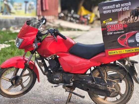 Eveready Shor branded bike activation in a rural market