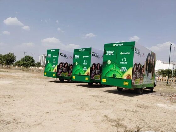 Garnier Color Car branded canter fleet, rear view
